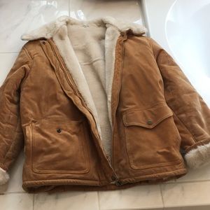 J. Percy Tan Suede Jacket w/ Faux Fur Inside